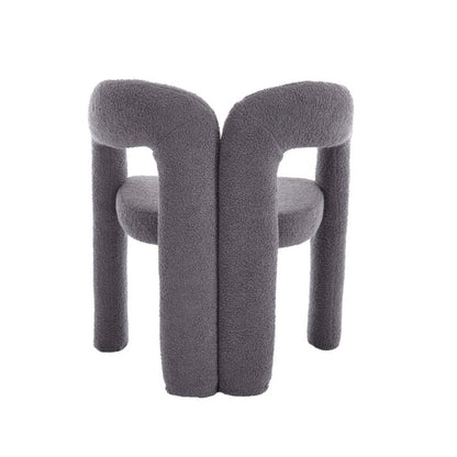 COOLMORE Contemporary Designed Teddy Velvet Upholstered Accent/Dining Chair with Armrest, Gray Teddy Fabric, Set of 2-海智集-Default-
