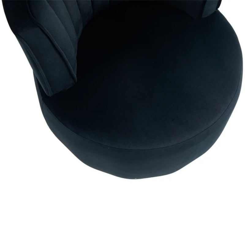 COOLMORE Swivel Barrel Chair, 360 Degree Round Armchair with Fluffy Velvet Upholstery for Living Room, Bedroom, Office-海智集-Default-