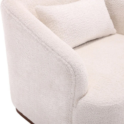 Swivel Barrel Chair, Comfy Round Accent Sofa Chair 360 Degree Swivel, White Chenille, 31.5 x 31.5 x 27.56-海智集-Default-