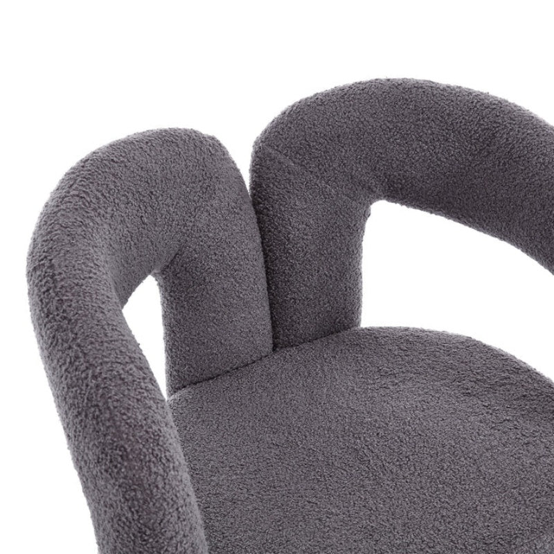 COOLMORE Contemporary Designed Teddy Velvet Upholstered Accent/Dining Chair with Armrest, Gray Teddy Fabric, Set of 2-海智集-Default-
