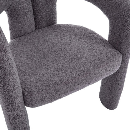 COOLMORE Contemporary Designed Teddy Velvet Upholstered Accent/Dining Chair with Armrest, Gray Teddy Fabric, Set of 2-海智集-Default-