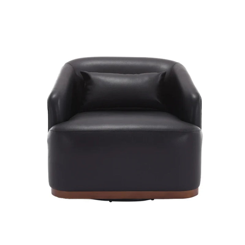 Contemporary Swivel Barrel Chair, Comfy Accent Sofa with 360 Degree Swivel, Black PU Leather, 31.5 x 31.5 x 27.56 Inches-海智集-Default-