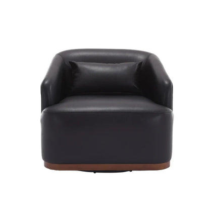 Contemporary Swivel Barrel Chair, Comfy Accent Sofa with 360 Degree Swivel, Black PU Leather, 31.5 x 31.5 x 27.56 Inches-海智集-Default-
