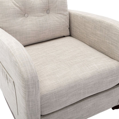 High Back Rocking Chair Nursery Chair .Comfortable Rocker Fabric Padded Seat .Modern High Back Armchair-海智集-Default-