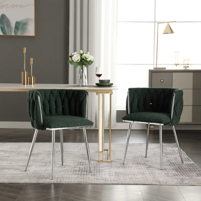 COOLMORE Leisure Dining Chairs Accent Chair Velvet Accent Lounge Chair With Metal Feet 2PC/SET-海智集-Default-