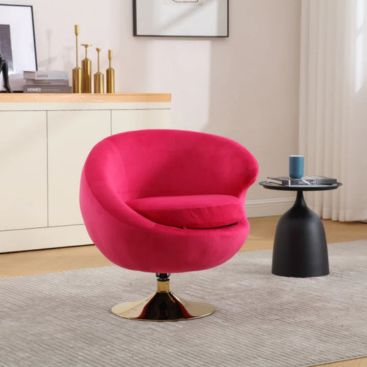 360 Degree Swivel Cuddle Barrel Accent Chairs, Round Armchairs with Wide Upholstered, Fluffy Fabric Chair for Living Room, Bedroom, Office, Waiting Rooms-海智集-Default-