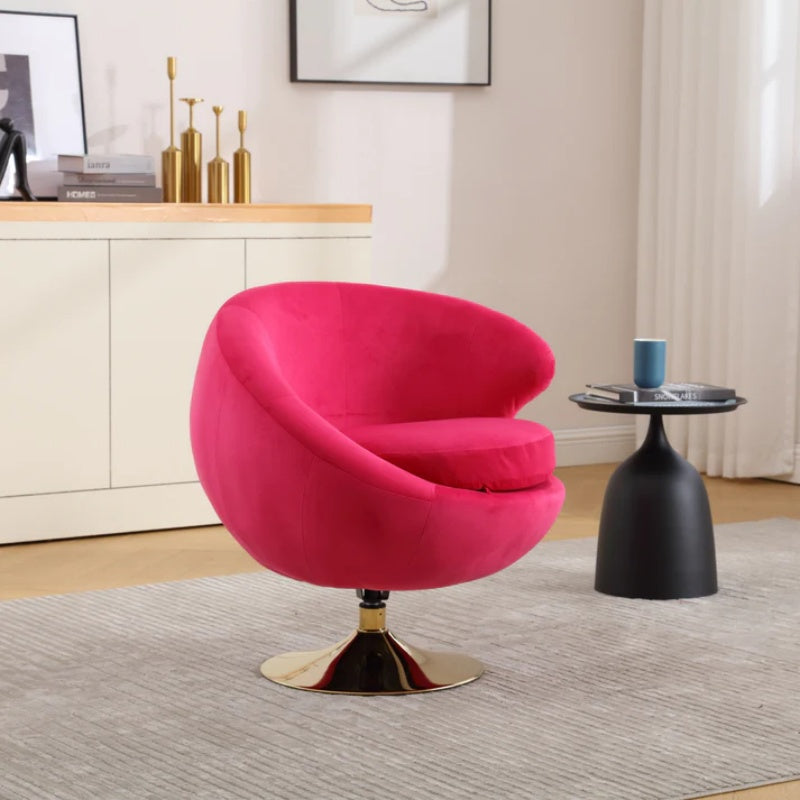 360 Degree Swivel Cuddle Barrel Accent Chairs, Round Armchairs with Wide Upholstered, Fluffy Fabric Chair for Living Room, Bedroom, Office, Waiting Rooms-海智集-Default-