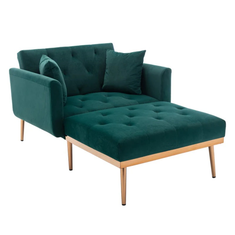 COOLMORE fashionable and classic style chaise lounge chair / accent chair for Living Room, bedroom (Green Velvet)-海智集-Default-