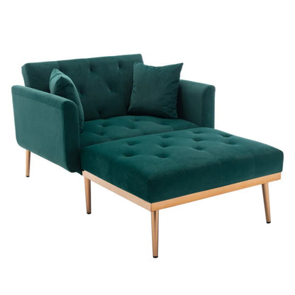 COOLMORE fashionable and classic style chaise lounge chair / accent chair for Living Room, bedroom (Green Velvet)-海智集-Default-