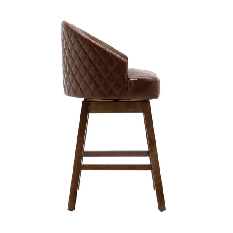 COOLMORE Bar Stools Set of 2 Counter Height Chairs with Footrest for Kitchen, Dining Room And 360 Degree Swivel-海智集-Default-