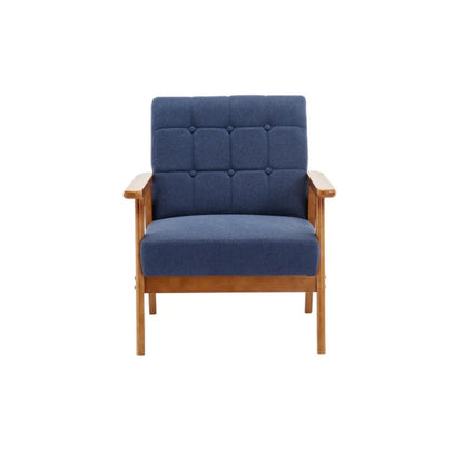 Accent Chairs Set of 2 with Side Table, Mid Century Modern Accent Chair, Wood and Fabric Armchairs Side Chair, Lounge Reading Comfy Arm Chair for Living Room, Bedroom, Office-海智集-Default-