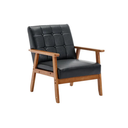 Accent Chairs Set of 2 with Side Table, Mid Century Modern Accent Chair, Wood and Fabric Armchairs Side Chair, Lounge Reading Comfy Arm Chair for Living Room, Bedroom, Office-海智集-Default-
