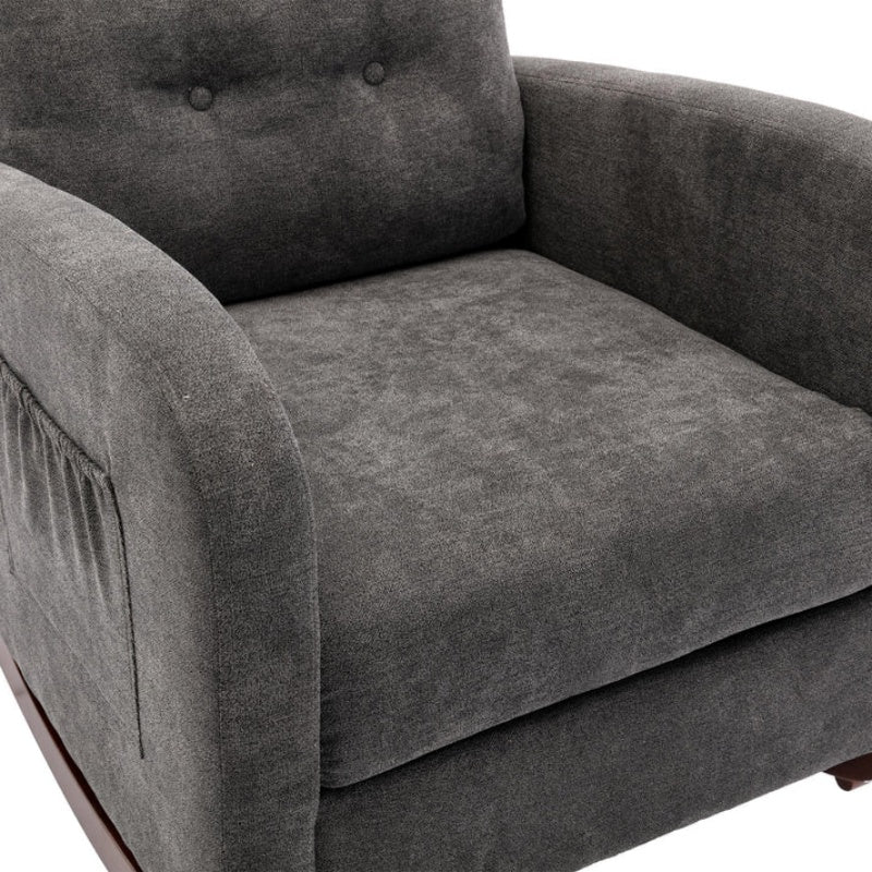 High Back Rocking Chair Nursery Chair .Comfortable Rocker Fabric Padded Seat .Modern High Back Armchair-海智集-Default-