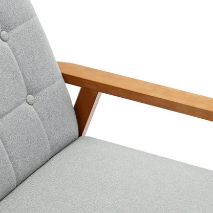 Accent Chairs Set of 2 with Side Table, Mid Century Modern Accent Chair, Wood and Fabric Armchairs Side Chair, Lounge Reading Comfy Arm Chair for Living Room, Bedroom, Office-海智集-Default-