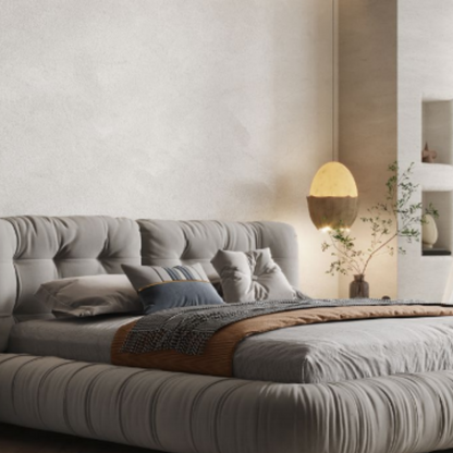 Luo LAN Series Italian Light Luxury matte Cloth Bed B052 # 255 * 241 * 101 (Single bed without bedside table-海智集-