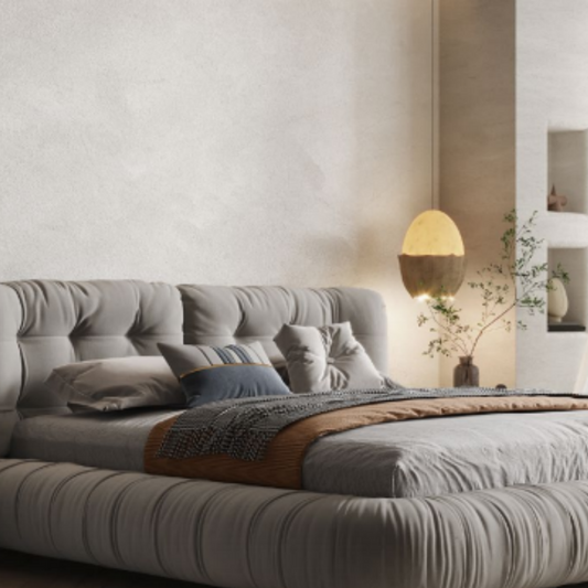 Luo LAN Series Italian Light Luxury matte Cloth Bed B052 # 255 * 241 * 101 (Single bed without bedside table-海智集-