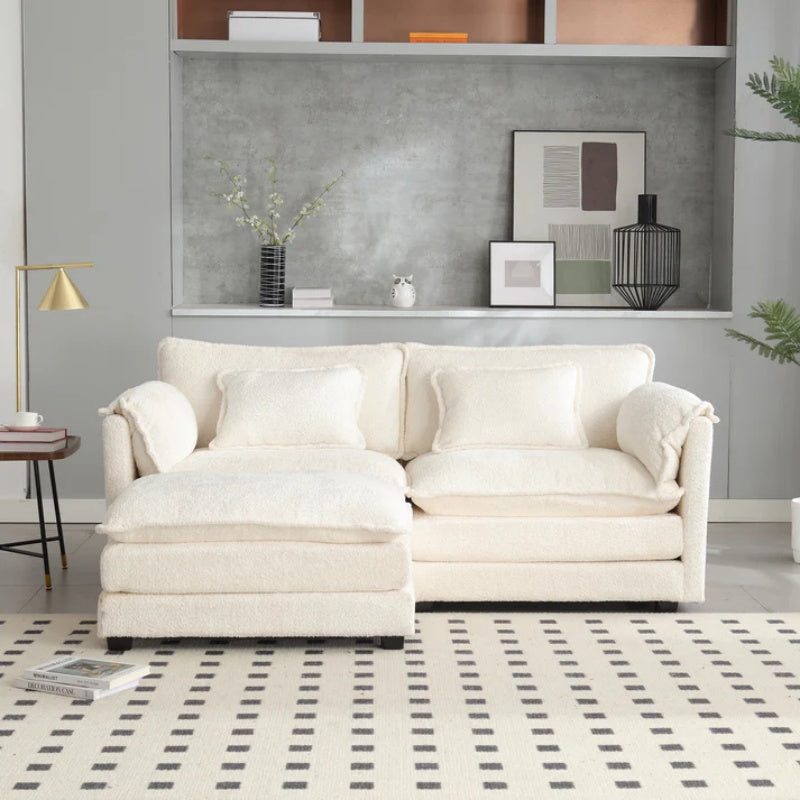 UNITED WE WIN Chenille fabric, removable armrests with side pockets, high density sponge filling, oversized double sofa with footstool-海智集-Default-