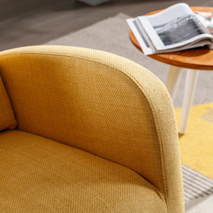 Rocking Chair, Modern Glider Chair, Recliner Armchair with Wood Legs and Side Pocket, Nursery Rocking Accent Chair with High Back for Living Room Bedroom (Yellow linen)-海智集-Default-