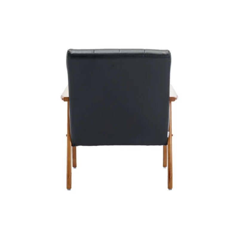 Accent Chairs Set of 2 with Side Table, Mid Century Modern Accent Chair, Wood and Fabric Armchairs Side Chair, Lounge Reading Comfy Arm Chair for Living Room, Bedroom, Office-海智集-Default-