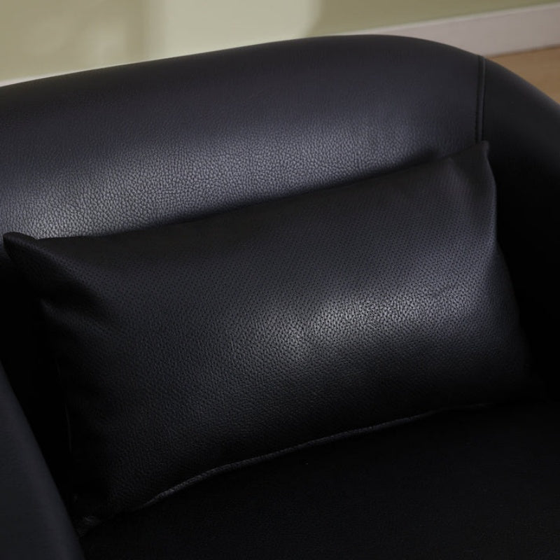 Contemporary Swivel Barrel Chair, Comfy Accent Sofa with 360 Degree Swivel, Black PU Leather, 31.5 x 31.5 x 27.56 Inches-海智集-Default-