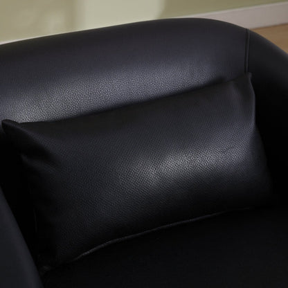 Contemporary Swivel Barrel Chair, Comfy Accent Sofa with 360 Degree Swivel, Black PU Leather, 31.5 x 31.5 x 27.56 Inches-海智集-Default-