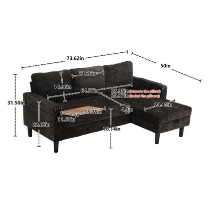 UNITED Sectional Sofa Reversible Sectional Sleeper Sectional Sofa with Storage Chaise-海智集-Default-