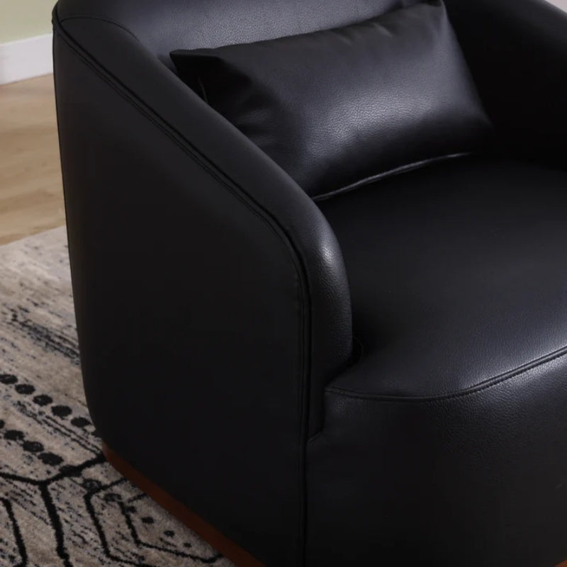 Contemporary Swivel Barrel Chair, Comfy Accent Sofa with 360 Degree Swivel, Black PU Leather, 31.5 x 31.5 x 27.56 Inches-海智集-Default-