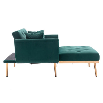 COOLMORE fashionable and classic style chaise lounge chair / accent chair for Living Room, bedroom (Green Velvet)-海智集-Default-