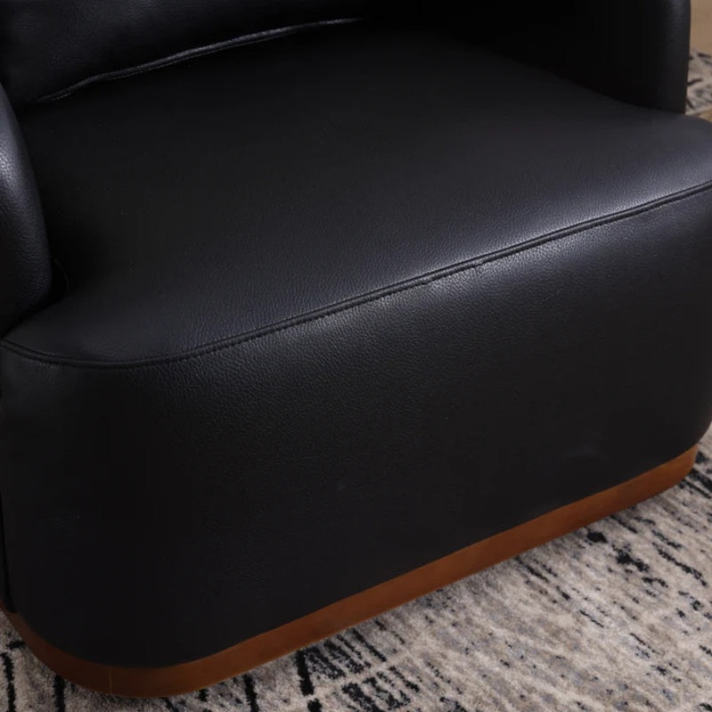 Contemporary Swivel Barrel Chair, Comfy Accent Sofa with 360 Degree Swivel, Black PU Leather, 31.5 x 31.5 x 27.56 Inches-海智集-Default-