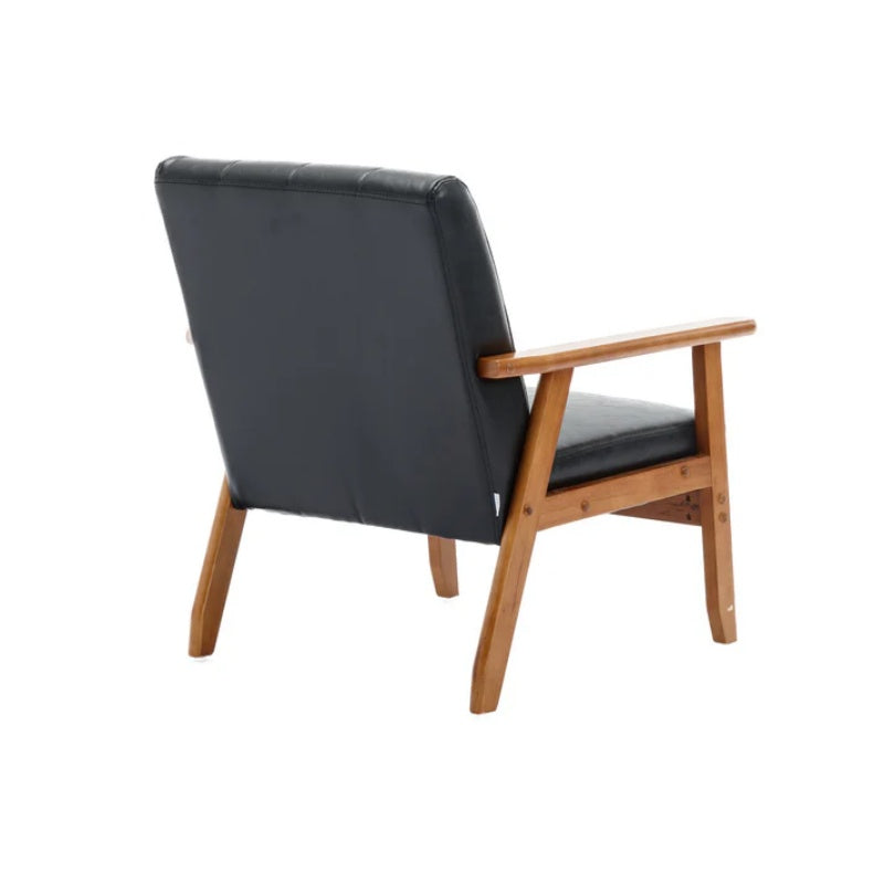 Accent Chairs Set of 2 with Side Table, Mid Century Modern Accent Chair, Wood and Fabric Armchairs Side Chair, Lounge Reading Comfy Arm Chair for Living Room, Bedroom, Office-海智集-Default-