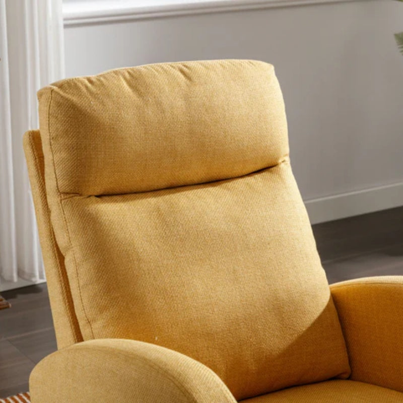 Rocking Chair, Modern Glider Chair, Recliner Armchair with Wood Legs and Side Pocket, Nursery Rocking Accent Chair with High Back for Living Room Bedroom (Yellow linen)-海智集-Default-