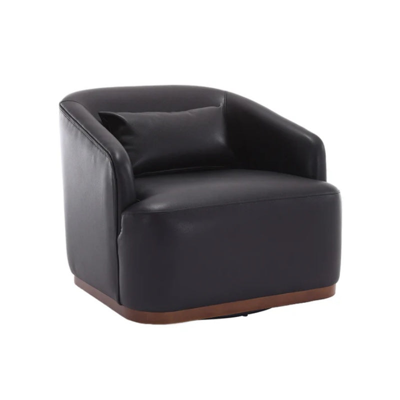 Contemporary Swivel Barrel Chair, Comfy Accent Sofa with 360 Degree Swivel, Black PU Leather, 31.5 x 31.5 x 27.56 Inches-海智集-Default-