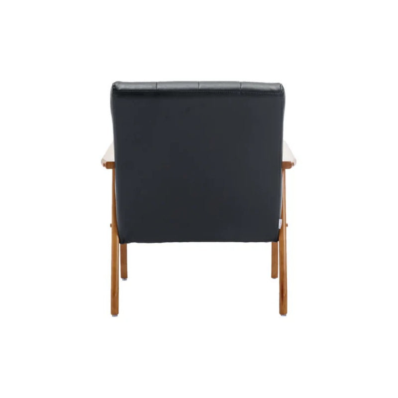 Accent Chairs Set of 2 with Side Table, Mid Century Modern Accent Chair, Wood and Fabric Armchairs Side Chair, Lounge Reading Comfy Arm Chair for Living Room, Bedroom, Office-海智集-Default-