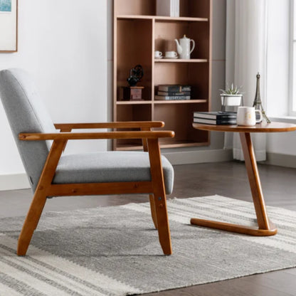 Leisure Chair with Solid Wood Armrest and Feet, Mid-Century Modern Accent chair, for Living Room Bedroom Studio chair-海智集-Default-
