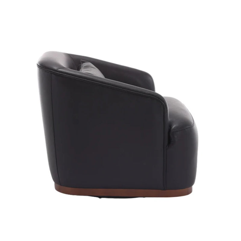 Contemporary Swivel Barrel Chair, Comfy Accent Sofa with 360 Degree Swivel, Black PU Leather, 31.5 x 31.5 x 27.56 Inches-海智集-Default-