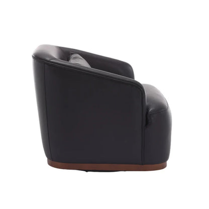 Contemporary Swivel Barrel Chair, Comfy Accent Sofa with 360 Degree Swivel, Black PU Leather, 31.5 x 31.5 x 27.56 Inches-海智集-Default-