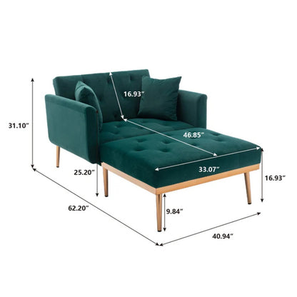 COOLMORE fashionable and classic style chaise lounge chair / accent chair for Living Room, bedroom (Green Velvet)-海智集-Default-