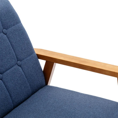 Accent Chairs Set of 2 with Side Table, Mid Century Modern Accent Chair, Wood and Fabric Armchairs Side Chair, Lounge Reading Comfy Arm Chair for Living Room, Bedroom, Office-海智集-Default-