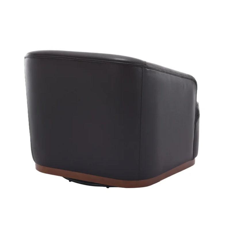Contemporary Swivel Barrel Chair, Comfy Accent Sofa with 360 Degree Swivel, Black PU Leather, 31.5 x 31.5 x 27.56 Inches-海智集-Default-