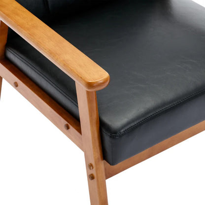Accent Chairs Set of 2 with Side Table, Mid Century Modern Accent Chair, Wood and Fabric Armchairs Side Chair, Lounge Reading Comfy Arm Chair for Living Room, Bedroom, Office-海智集-Default-