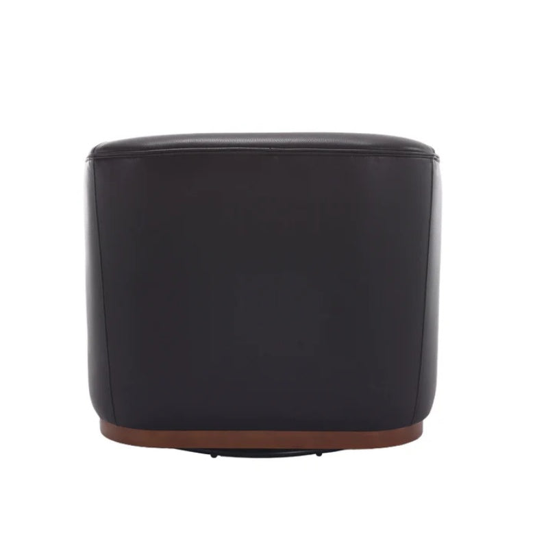Contemporary Swivel Barrel Chair, Comfy Accent Sofa with 360 Degree Swivel, Black PU Leather, 31.5 x 31.5 x 27.56 Inches-海智集-Default-