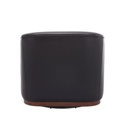 Contemporary Swivel Barrel Chair, Comfy Accent Sofa with 360 Degree Swivel, Black PU Leather, 31.5 x 31.5 x 27.56 Inches-海智集-Default-