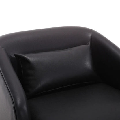Contemporary Swivel Barrel Chair, Comfy Accent Sofa with 360 Degree Swivel, Black PU Leather, 31.5 x 31.5 x 27.56 Inches-海智集-Default-
