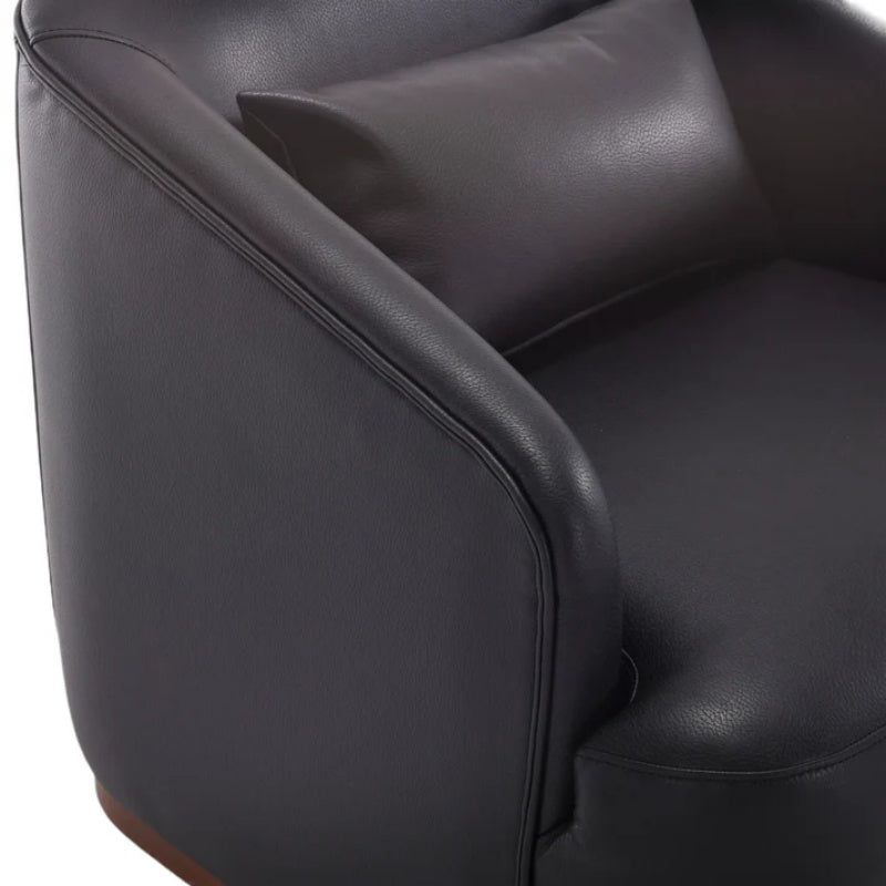 Contemporary Swivel Barrel Chair, Comfy Accent Sofa with 360 Degree Swivel, Black PU Leather, 31.5 x 31.5 x 27.56 Inches-海智集-Default-