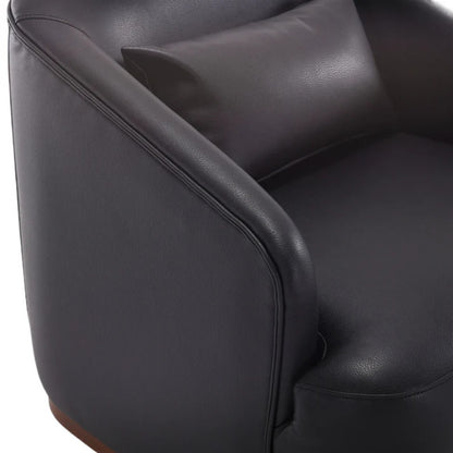 Contemporary Swivel Barrel Chair, Comfy Accent Sofa with 360 Degree Swivel, Black PU Leather, 31.5 x 31.5 x 27.56 Inches-海智集-Default-