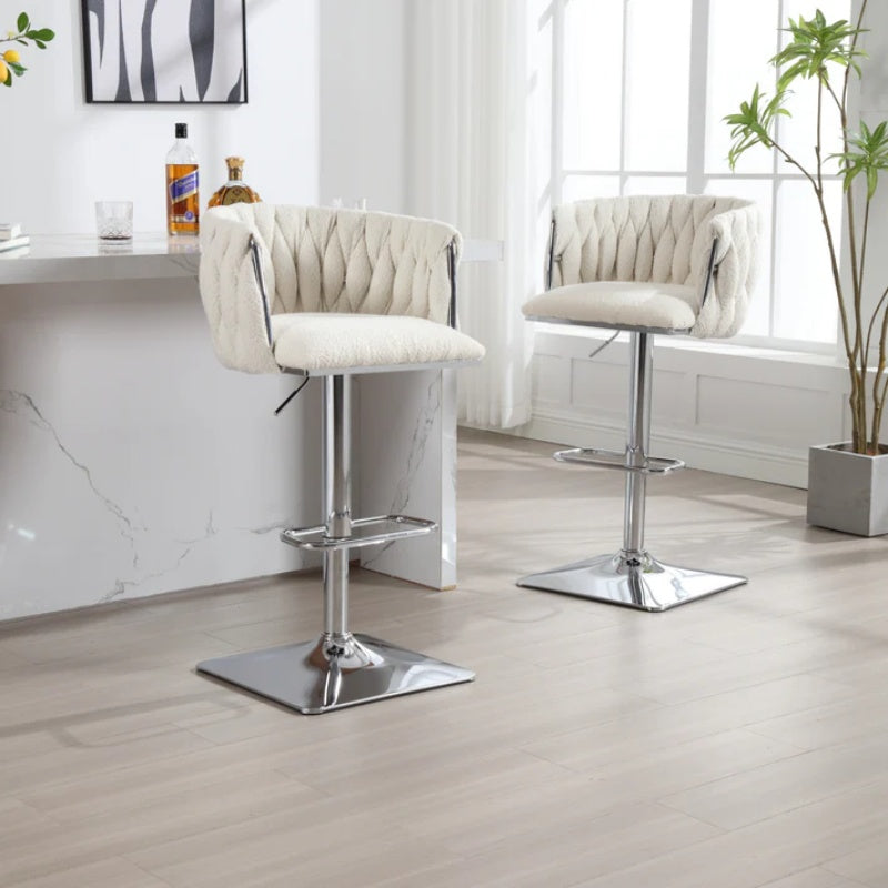 COOLMORE Vintage Bar Stools with Back and Footrest Counter Height Dining Chairs 2PC/SET-海智集-Default-