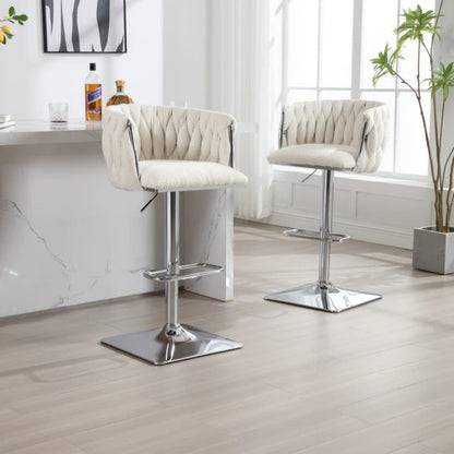 COOLMORE Vintage Bar Stools with Back and Footrest Counter Height Dining Chairs 2PC/SET-海智集-Default-