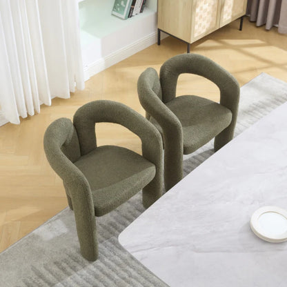 COOLMORE Contemporary Designed Velvet Upholstered Accent/Dining Chair in Olive Teddy Fabric with Armrests-海智集-Default-