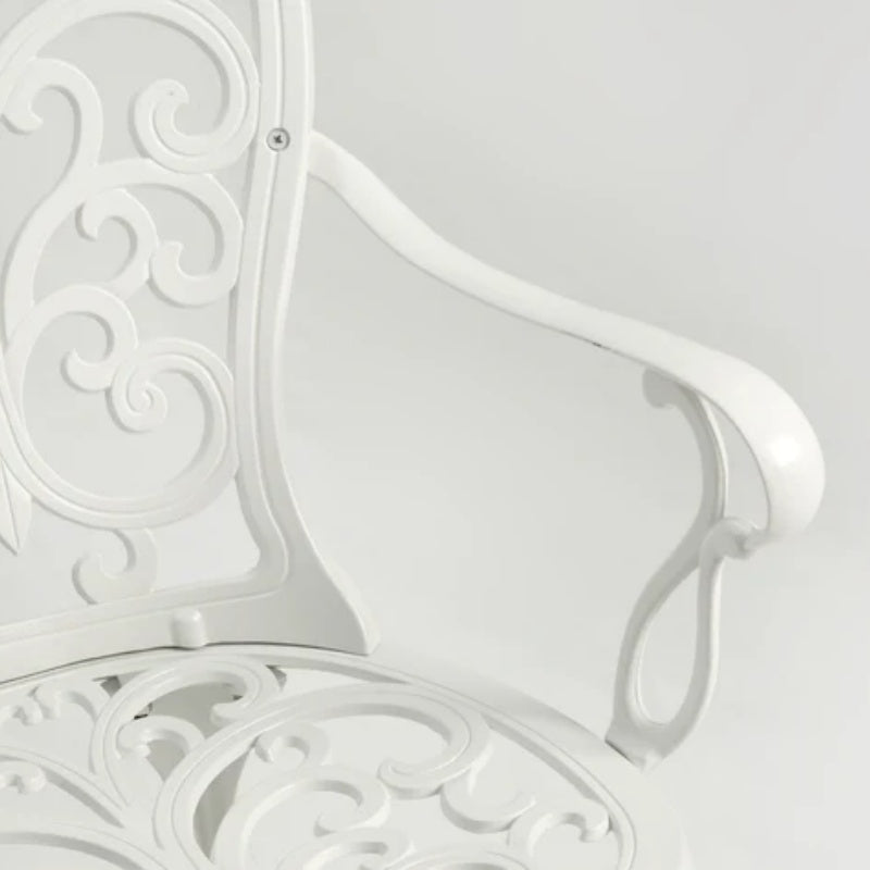 Patio Garden Bench Metal Park Bench Cast Aluminum Outdoor Furniture with Floral Rose for Patio,Park,Lawn,Yard white-海智集-Default-