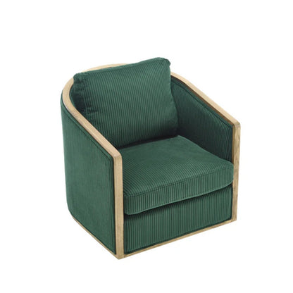 Emerald Corduroy Swivel Barrel Chair, Comfortable Accent Sofa Chair with 360 Degree Swivel for Living Room, Nursery, Hotel, Bedroom, Office-海智集-Default-